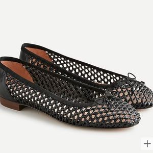 J crew women’s black faux leather Kiki woven ballet flats